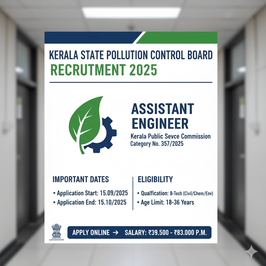 The Kerala State Pollution Control Board Recruitment 2025 for Assistant Engineer